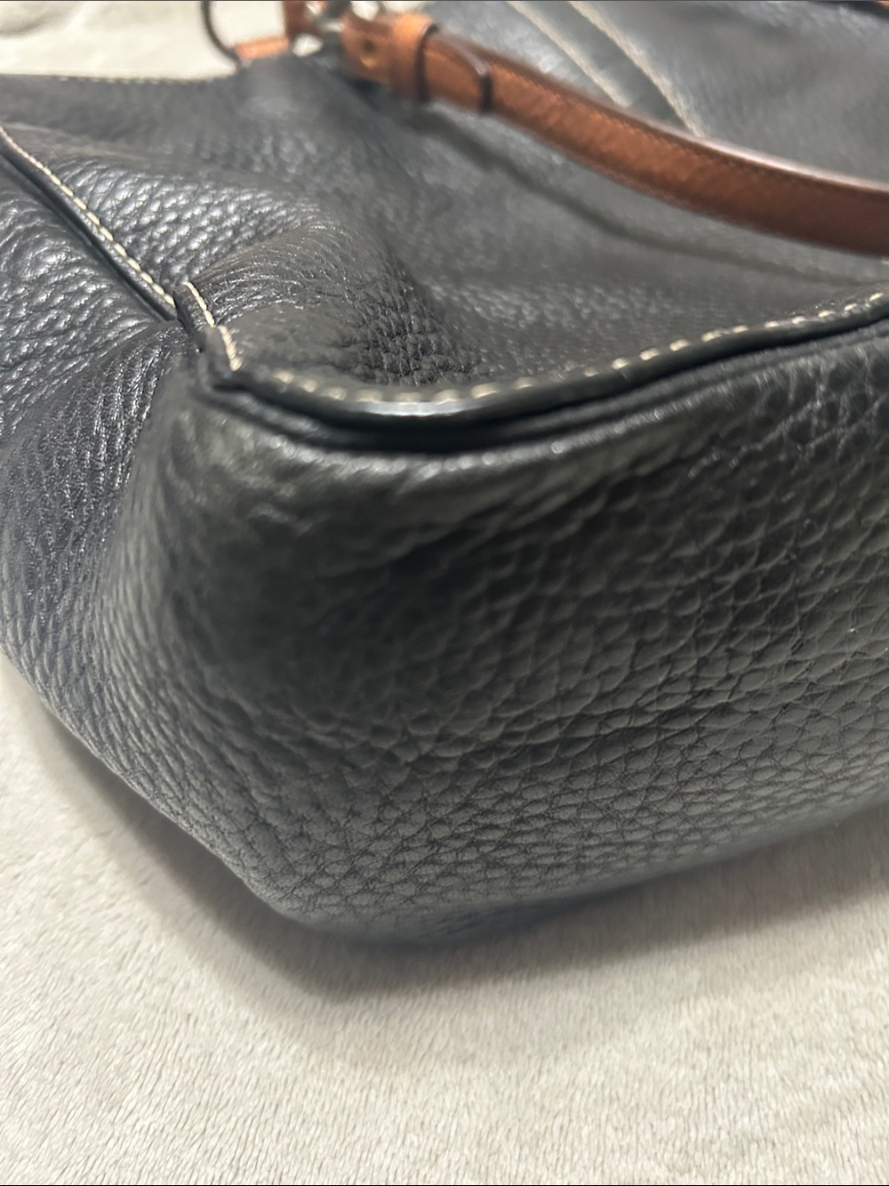 Coach Black Leather Shoulder Tote with Tan Handles - Picture 6 of 7